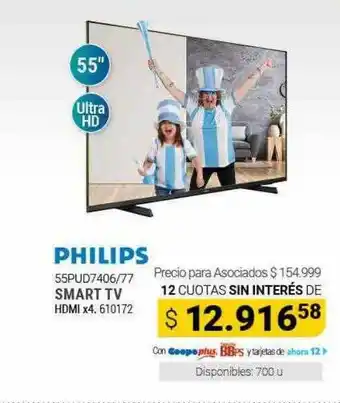 Cooperativa Obrera Philips 55pud7406-77 smart tv oferta