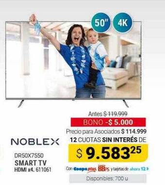 Cooperativa Obrera Noblex dr50x7550 smart tv oferta