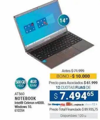 Cooperativa Obrera Lenovo at560 notebook oferta