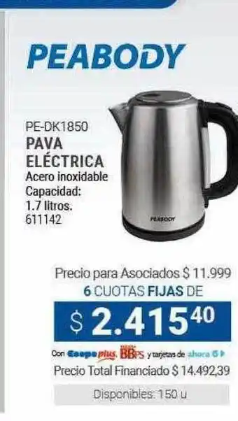Cooperativa Obrera Peabody pava eléctrica oferta