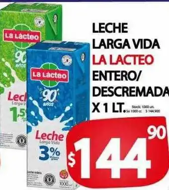 Supermercados Mariano Max Leche larga vida la lacteo entero o descremada oferta