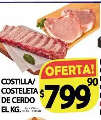 Supermercados Mariano Max Costilla o costeleta de cerdo oferta