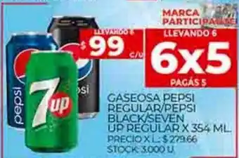 Supermercados DIA Gaseosa pepsi regular, pepsi black o seven up regular oferta