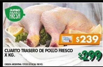 Jumbo Cuarto trasero de pollo fresco kg oferta