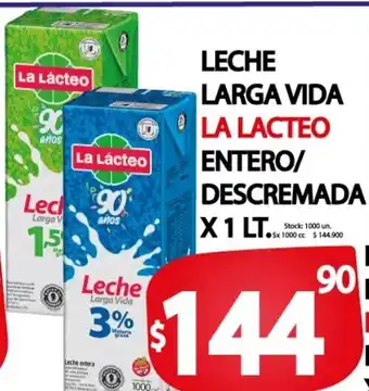 Supermercados Mariano Max Leche Larga Vida La Lacteo Entero/Descremada x 1lt oferta