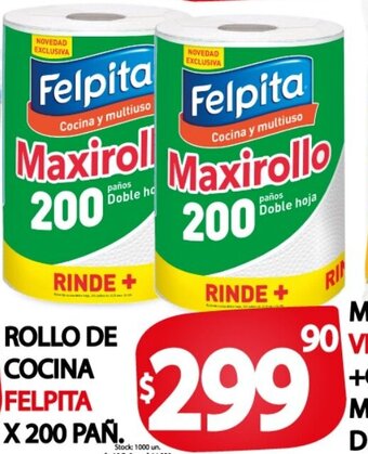 Supermercados Mariano Max Rollo de Cocina Felpita x 200 Pañ oferta