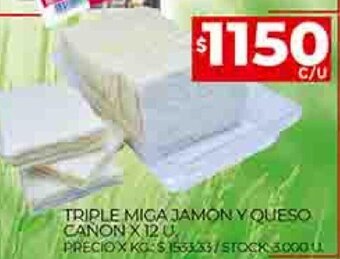 Supermercados DIA Triple Miga Jamon Y Queso Canon x 12u oferta