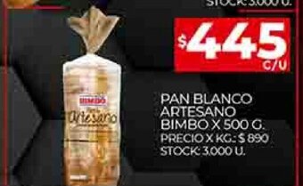 Supermercados DIA Pan Blanco Artesano Bimbo x 500g oferta
