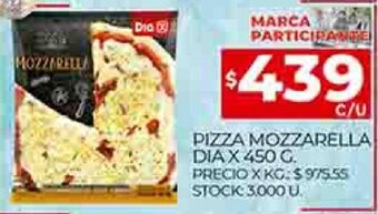 Supermercados DIA Pizza Mozzarella Dia x 450g oferta