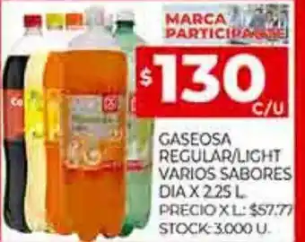 Supermercados DIA Gaseosa regular o light varios sabores dia oferta