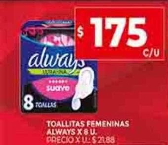 Supermercados DIA Toallitas femeninas always oferta