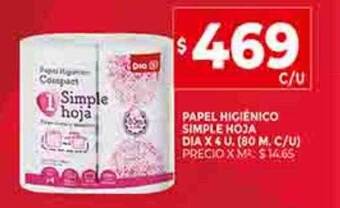 Supermercados DIA Papel higienico simple hoja dia oferta