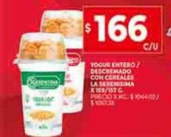 Supermercados DIA Yogur entero, descremado con cereales la serenisima oferta