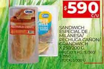 Supermercados DIA Sandwich especial de milanesa pechuga cañon grandwich oferta