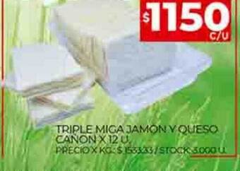 Supermercados DIA Triple miga jamon y queso cañon oferta