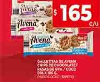 Supermercados DIA Galletitas de avena chips de chocolate pasas de uva coco dia oferta