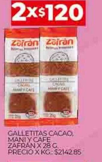 Supermercados DIA Galletitas cacao mani y cafe zafran oferta