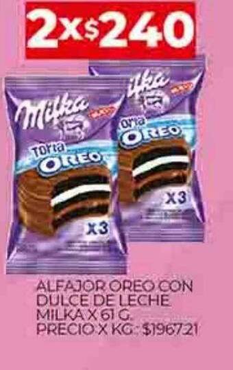 Supermercados DIA Alfajor oreo con dulce de leche milka oferta