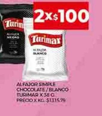 Supermercados DIA Alfajor simple chocolate blanco turimar oferta