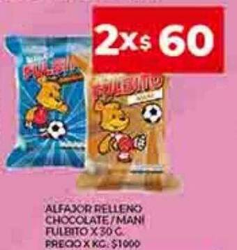 Supermercados DIA Alfajor relleno chocolate maní fulbito oferta