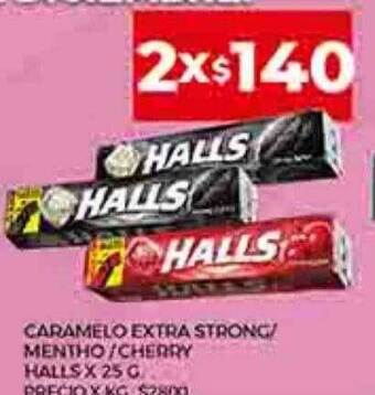 Supermercados DIA Caramelo extra strong mentho cherry halls oferta