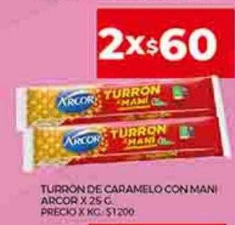 Supermercados DIA Turron de caramelo con mani arcor oferta