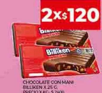 Supermercados DIA Chocolate con mani billiken oferta