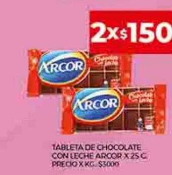 Supermercados DIA Tableta de chocolate con leche arcor oferta