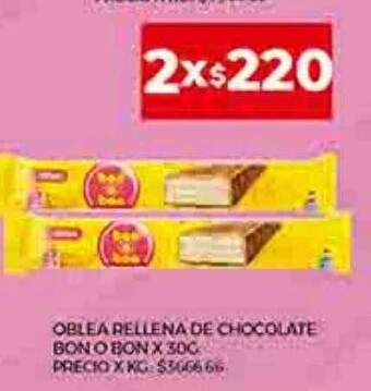 Supermercados DIA Oblea rellena de chocolate bon o bon oferta