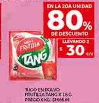 Supermercados DIA Jugo en polvo frutilla tang en la 2da unidad 80% de descuento oferta