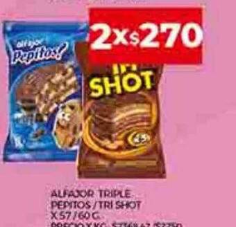 Supermercados DIA Alfajor triple pepitos tri shot oferta