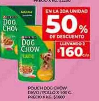Supermercados DIA Pouch dog chow pavo pollo en la 2da unidad 50% de descuento oferta