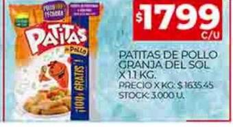 Supermercados DIA Patitas de pollo granja del sol oferta