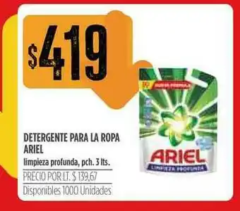 Supermercados Vea Detergente Para La Ropa Ariel Limpieza Profunda, Pch. 3 Lts oferta