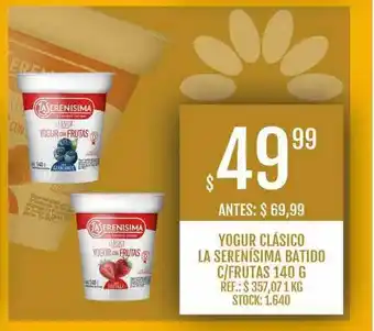 Supermercados Todo Yogur Clásico La Serenísima Batido C Frutas 140g oferta