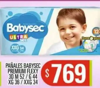 Supermercados Caracol Pañales Babysec Premium Flexy 3d oferta