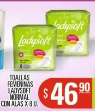 Supermercados Caracol Toallas Femeninas Ladysoft Normall Con Alas oferta