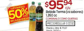 Bebida Terma Vs Sabores Llevando2 50% Dto En La 2da Unidad
