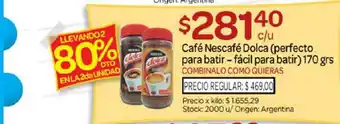 Josimar Café Nescafé Dolca Perfecto Para Batir Fácil Para Batir Llevando2 80% Dto En La 2da Unidad oferta