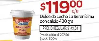 Josimar Dulce De Leche La Serenísima Con Calcio 400grs oferta