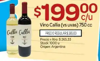 Vino Callia Vs Uvas 750cc