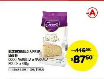 Atomo Conviene Bizcochuelo P Prep Emeth Coco. Vainilla O Naranja Pouch x 450g oferta