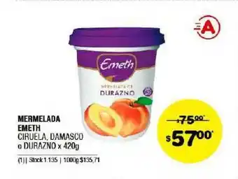 Atomo Conviene Mermelada Emeth Ciruela Damasco O Durazno x 420g oferta