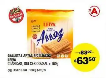 Galletas Aptas P Celíacos Leiva Clásicas Dulces O S Sal x 150g
