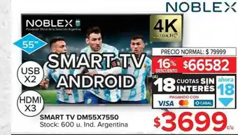 Carrefour Noblex Smart TV DM55X7550 oferta