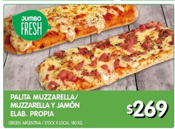 Jumbo Palita muzzarella/ muzzarella y jamón elab. propia oferta