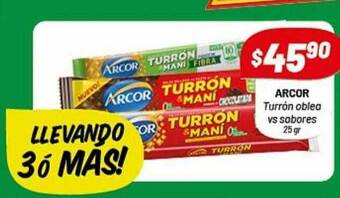 Almacor Arcor turrón oblea vs sabores oferta
