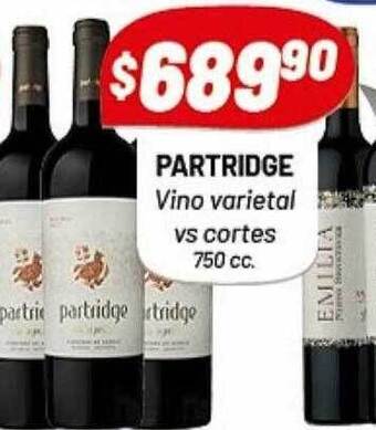 Almacor Partridge vino varietal vs cortes 750 cc oferta