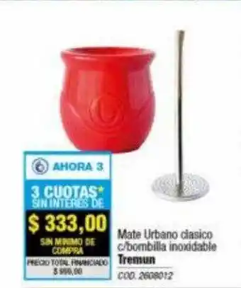 Mate urbano clasico c bombilla inoxidable tremun