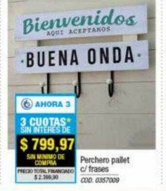 Rio Shop Deco Perchero pallet c frases oferta
